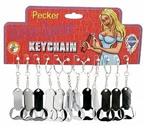 Pecker Bottle Opener Keychain Display