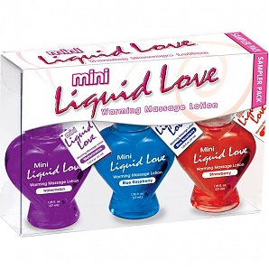 Mini Liquid Love Warming Massage Lotion Sampler 3-Pack Bottles 1.25 fl. oz. Each