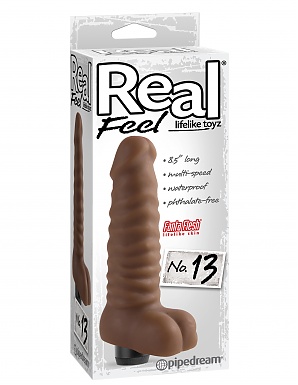 Real Feel Lifelike Toyz No. 13 - Brown Vibrating Dildo