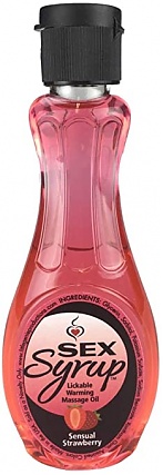 Sex Syrup Lickable Warming Massage Oil - Strawberry 4 Oz