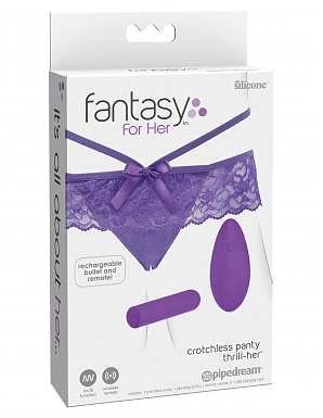 Fantasy For Her Crotchless Panty Thrill-Her - Purple